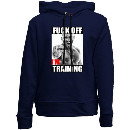 Детский худи без флиса с агрессивным мужчиной и надписью «F*ck off, i'm training»